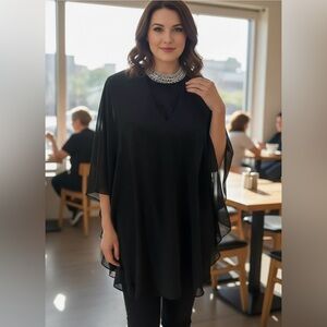 Xscape Elegant Black Chiffon Women's Top
